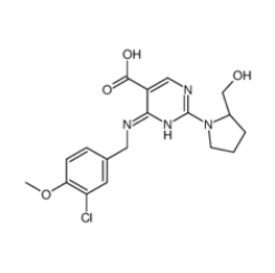 S)-4-(3-氯-4-甲氧基苯氨基)-5-羧基-2-(2-羟甲基-1-吡咯基)嘧啶|330785-84-7 